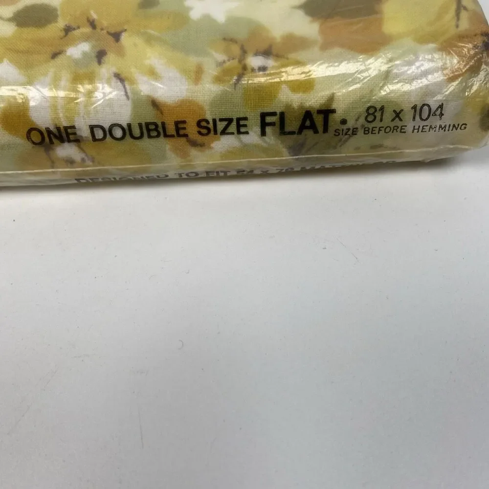 GRANTS Home Full Flat Sheet Std Pillowcases Yellow Flowers Muslin Fabric No Iron